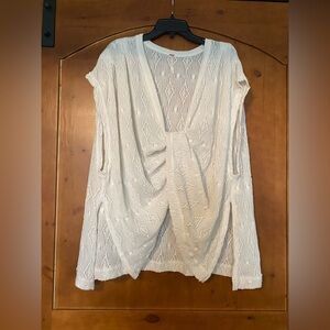 Free People Show Off Twisted Top Womens Small White Open Knit Coastal Boho